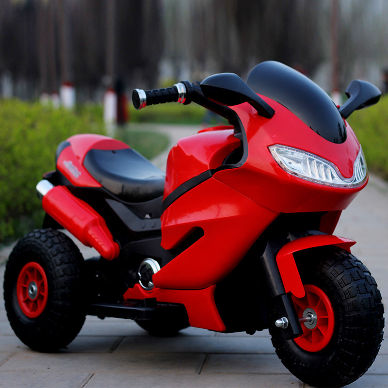 电动三轮摩托车 红色高配单驱音乐充气轮