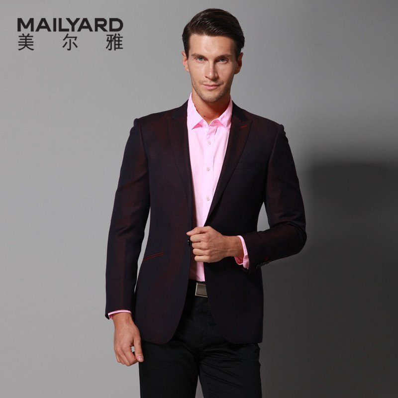 美尔雅(MAILYARD)西服男 进口商务休闲男士西装单件男式 时尚单西Y码291 紫红色 AB5