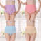 初愫高腰收腹棉质大码女士三角内裤4条装 L 紫/西/蓝/肤