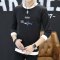 韦斯普 2017秋季新款男士圆领套头卫衣韩版时尚修身长袖T恤F-2系列 M 黑色833
