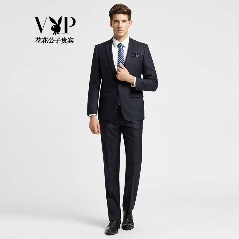 花花公子贵宾西服套装男士修身休闲西装商务职业正装 深藏青wt11652764 50A