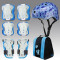 溜冰鞋儿童自行车轮滑塑钢头盔护具六件套套装组合 S 粉色泡沫头盔+荧光护具+三层包