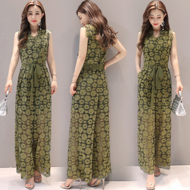 828新款蕾丝连体裤裙女夏高腰2017新款韩版连体衣女装无袖连衣阔腿裤