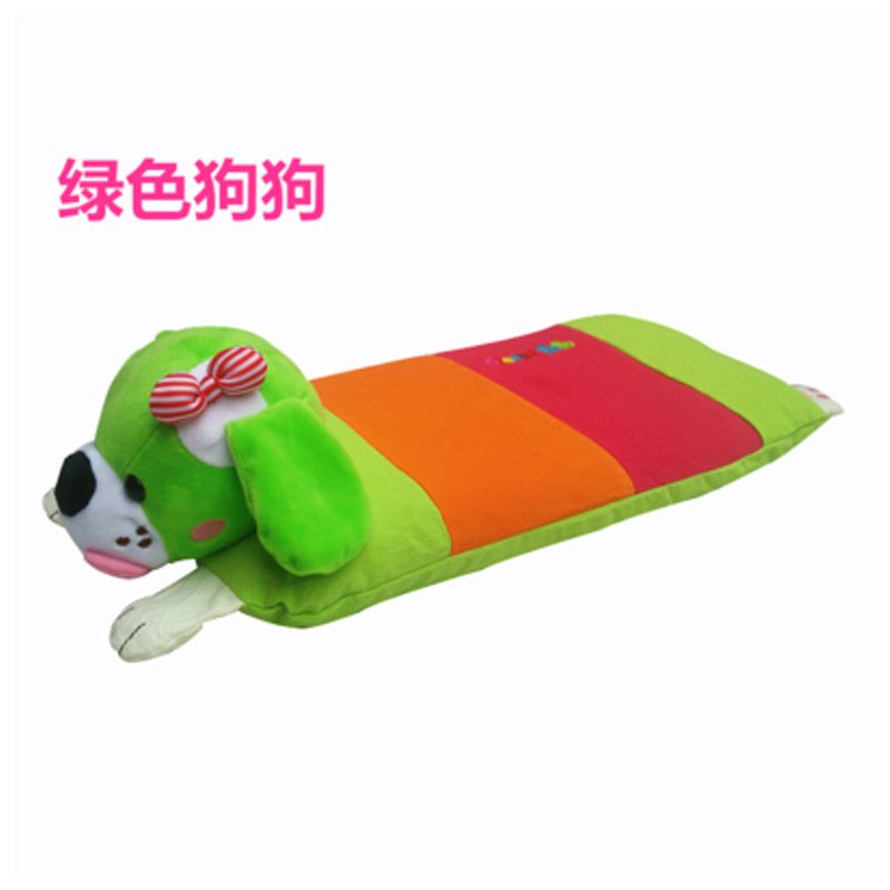 宝宝婴儿童新生儿防偏卡通幼儿园0-3-6岁定型荞麦壳枕头当季新品可爱卡通简约小清新多款多色可选枕头 立体绿色狗头