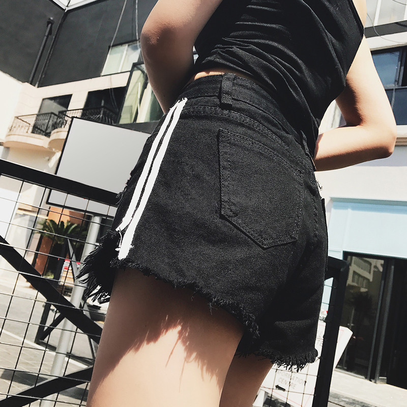 828新款夏2017新款韩版大码胖mm破洞牛仔短裤女装高腰宽松显瘦阔腿热裤潮