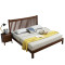 天惠子简约北欧系列全实木床1.8米/1.5米胡桃色原木单双人床 婚床卧室家具 1.5米单床+床头柜*2+床垫（颜色备注）