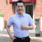 加州公牛夏季新款中年男士短袖衬衫薄款爸爸装中老年男装商务休闲格子衬衣 170/M 紫格