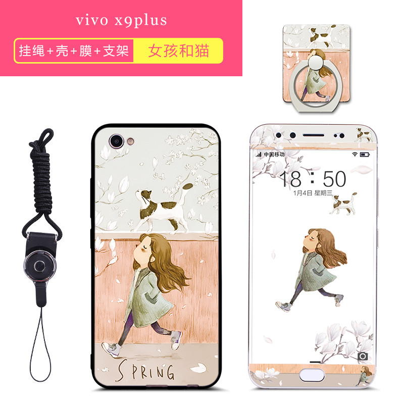 款vivox9手机壳女款潮个性创意全包边软硅胶防摔vivox9plus手机壳男 女孩和猫(X9Plus)