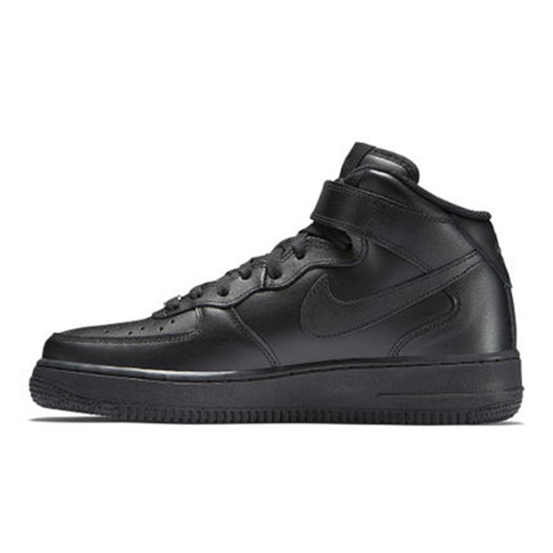 耐克 Nike AIR FORCE 1 MID 07 空军一号高帮复古男女子运动休闲板鞋 315123 全黑315123-001 37码