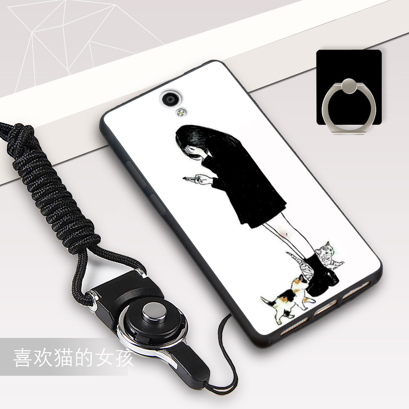 2017款步步高Y33手机壳硅胶vivoY33L软丫33T保护套Y331新款viv0V33 喜欢猫的女孩挂绳支架