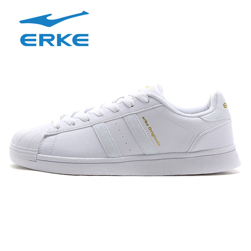 鸿星尔克(ERKE)女士运动鞋轻便舒适休闲鞋潮流低帮秋冬季女鞋板鞋12117401065 正白 39码