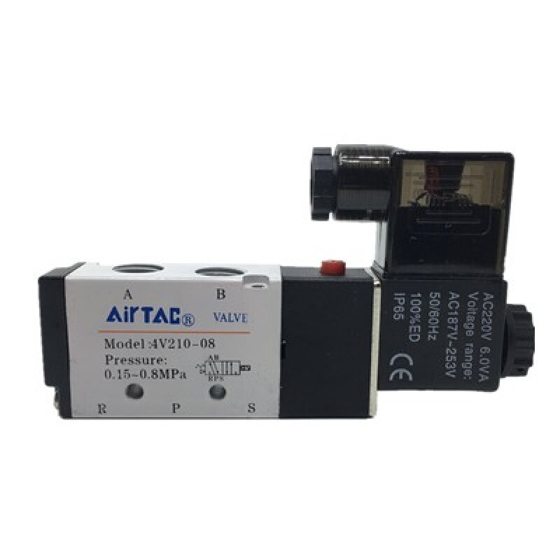 电磁阀4V210-08亚德客型AC220V换向控制气阀开关电磁阀门气动 米白色单独线圈DC12V
