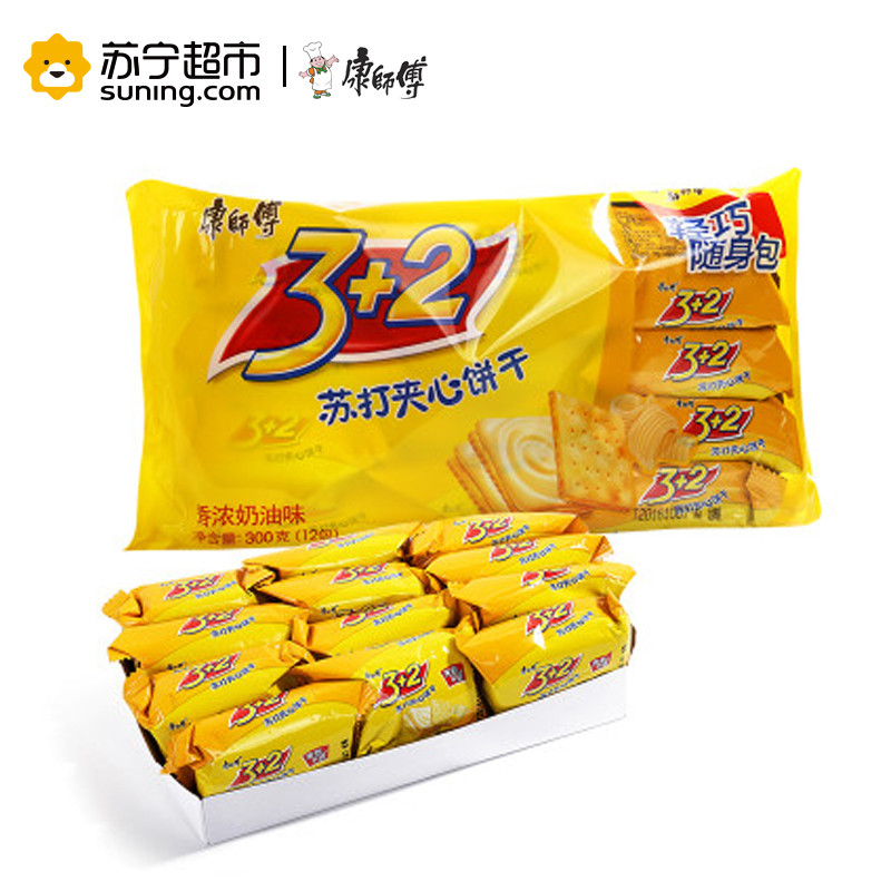 康师傅3加2苏打夹心分享装香浓奶油味300g