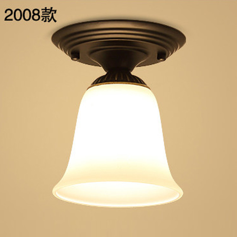 GMBL光明部落美式乡村吸顶灯led过道灯阳台灯走廊灯复古简约灯具欧式田园玄关灯卧室灯书房灯房间玻璃灯饰 2008配送暖光灯泡