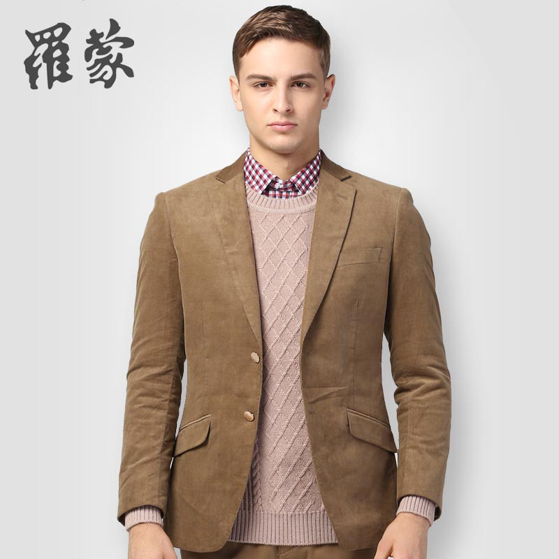 罗蒙青年男士西装春春休闲西服时尚职业装男修身单西商务外套_1 185/104B 豆绿