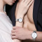 正品梭伦手表防水简约时尚商务休闲男女表钢带情侣手表一对 本白情侣
