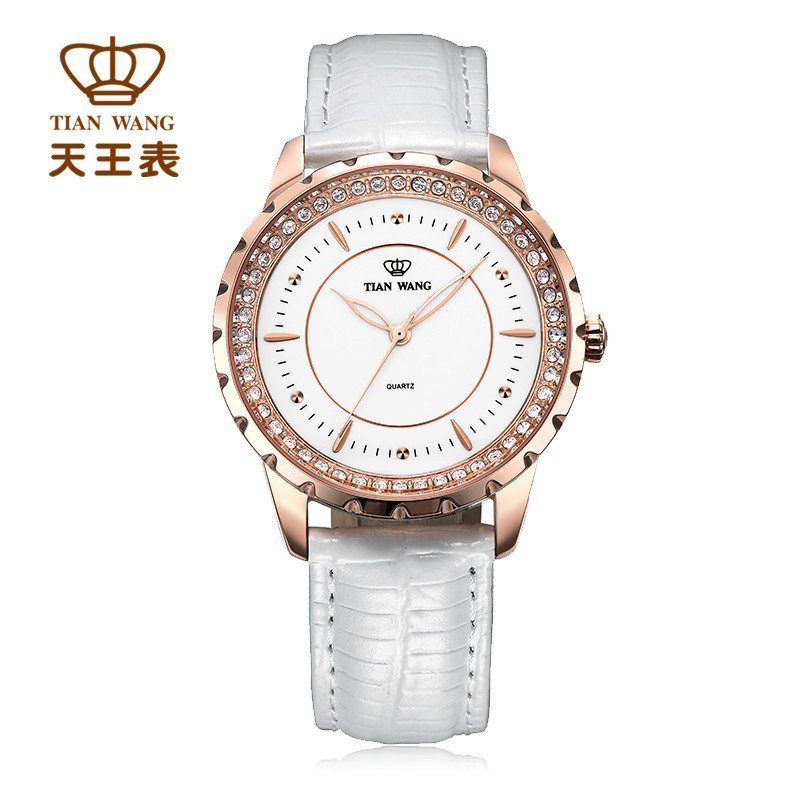 天王表(TIANWANG)新品正品休闲时尚石英品牌女表女士时装皮带手表LS3795P_1 白色