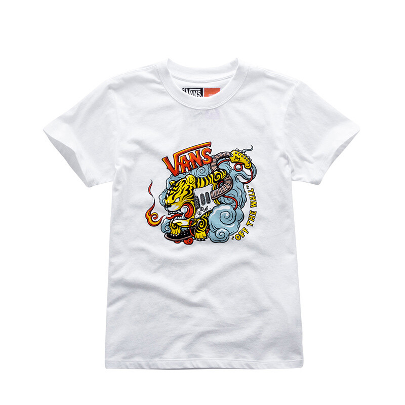 范斯VANS TIGER SKATE龙虎 女子短袖T恤VN0A343IWHT 白色 XL