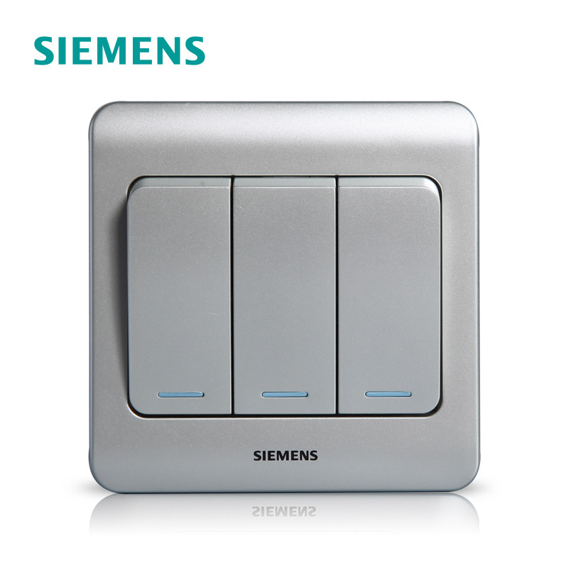 西门子(SIEMENS)开关插座 远景彩银系列三开双控带荧光5TA01191CC122