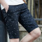 902新款五分裤男士夏天沙滩裤韩版5分大码印花七分中裤运动纯棉休闲短裤 195/5XL 桔红