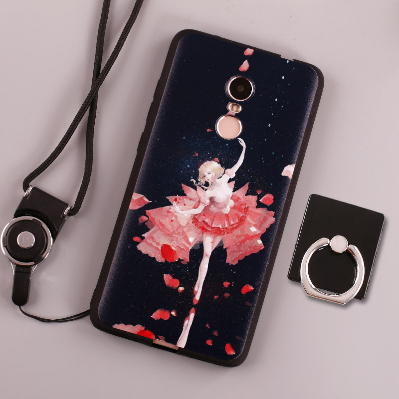 红米note4x手机套redminote4x手机壳小米2016101全包nont4x挂脖绳 芭蕾女孩+黑片+黑绳