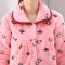 茵珠麗YinZhuli 冬季新款法兰绒夹棉三层加厚长袖女士保暖睡衣套装女 冬天时尚卡通女生开衫棉袄家居服8484 XL 2号款