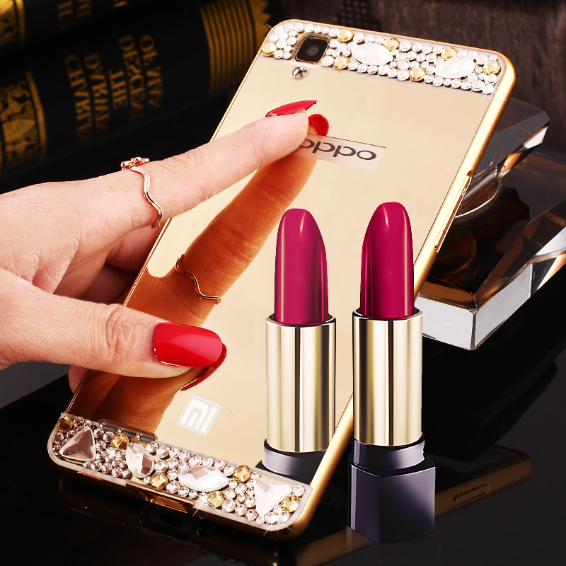 OPPOA35手机壳OPOPA35M保护套0pp0金属边框poopA35T镜面opp0水 土豪金—宝石款