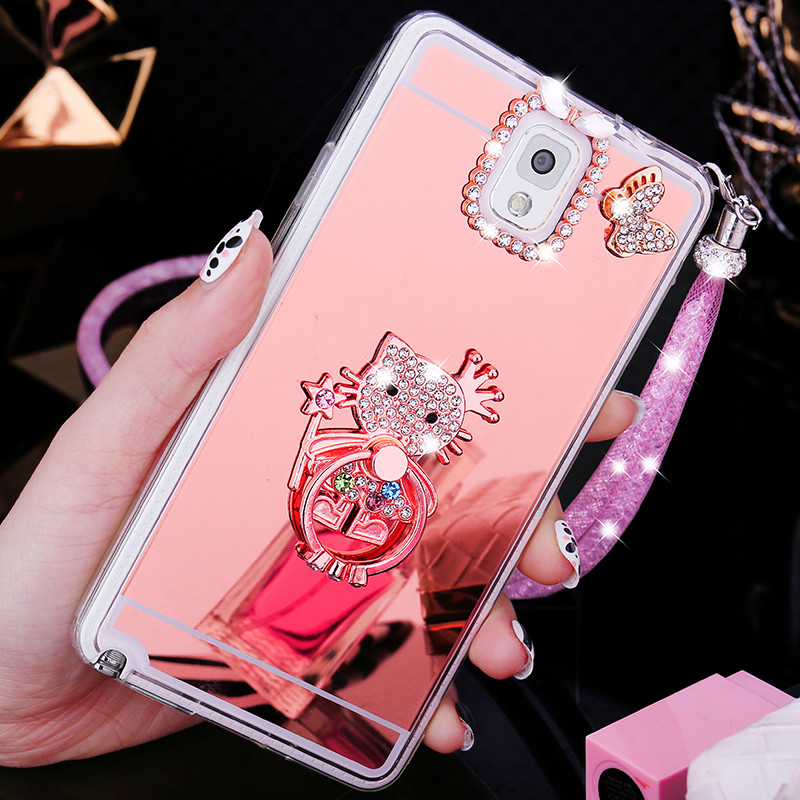 三星note3手机壳noto3n9006保护套sm-n9008v外壳n900女钻9005软 玫瑰金权杖猫咪