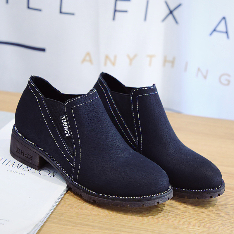 2017新款粗跟中跟小皮鞋女2017秋季新款韩版