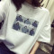 902新款夏装新款原宿bf风短袖T恤女韩版潮学生卡通半袖上衣服宽松体恤衫 M TX六只人白色