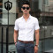 bw9新款夏季韩版修身免烫男士短袖白衬衫商务职业正装工装纯色衬衣男寸衫 180/XL 纯白色