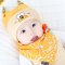 帽子春秋冬韩版婴儿帽子0-3-6-12个月宝宝胎帽幼儿帽男女童当季新品可爱卡通简约小清新多款多色可选 黄色帽子加三角巾A款 0-12个月头围（40-46