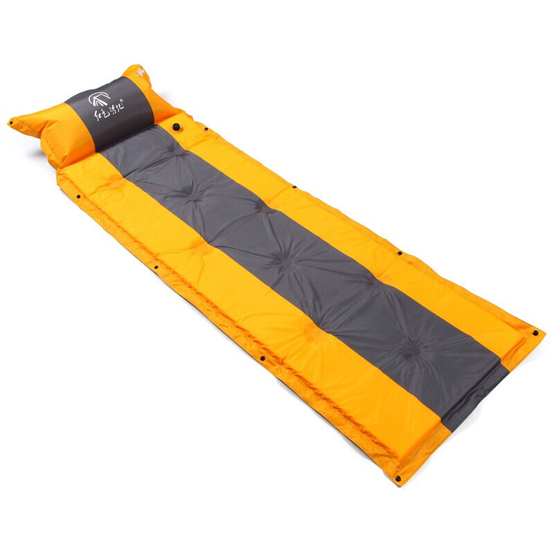 户外自动充气垫子加厚气垫床防潮垫帐篷床垫双人黄灰 桔192*192*5cm