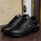 AO KAl E YU香港鳄鱼秋季男士气垫增高鞋 5cm 运动鞋波鞋男士皮面休闲跑步鞋男耐磨旅游鞋 1236黑色 45