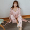 828新款睡衣女秋冬纯棉三件套装吊带胸垫宽松清新粉色甜美休闲家居服长袖 M(推荐105-126斤) ★白色★（带胸垫可拆卸）