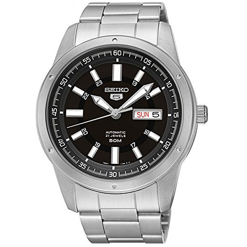 精工（SEIKO）日本原装进口5号机械男表智慧夜光防水商务休闲简约大气全自动男士钢带手表SNKN13J1 SNKN13J1