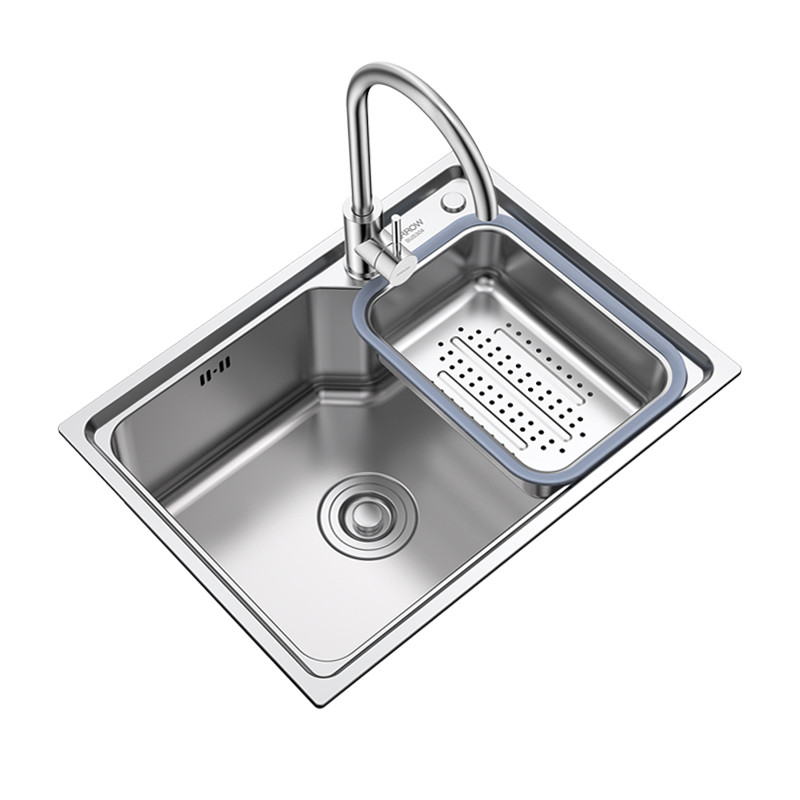 箭牌(ARROW) 304不锈钢厨房水槽 单槽套餐 一体成型加厚拉丝 洗菜盆洗碗池