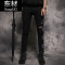 快手红人机智的大叔牌牌琦男士贴布牛仔裤精神小伙修身裤子男黑色 M28-2946 默认颜色