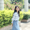 小清新格子衬衫女韩范学院风学生甜美潮2017新款前短后长燕雪纺衫