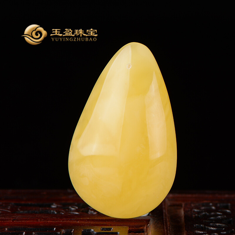 梦玉盈天然蜜蜡吊坠女款鸡油黄蜜琥珀水滴吊坠 编号A015