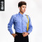 bw9新款保安服短袖衬衣保安衣服夏季套装半袖物业夏装工作制服长袖衬衫男 180 单蓝色长袖衬衣