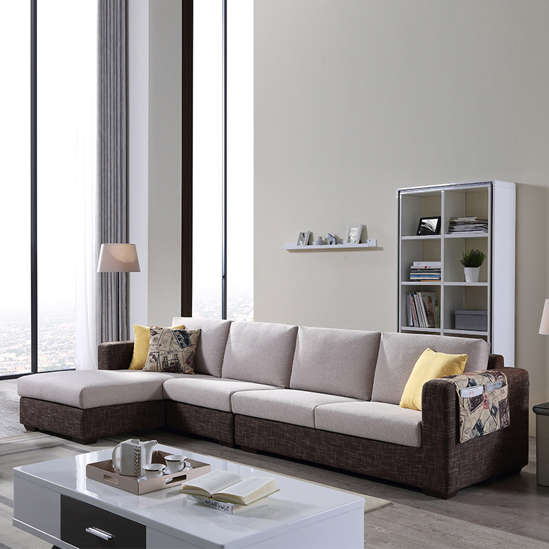 左右布艺沙发 简约现代大小户型客厅家具组合 可拆洗布艺沙发DZY2509 转二件反向+休单（配色咖啡58-7C）