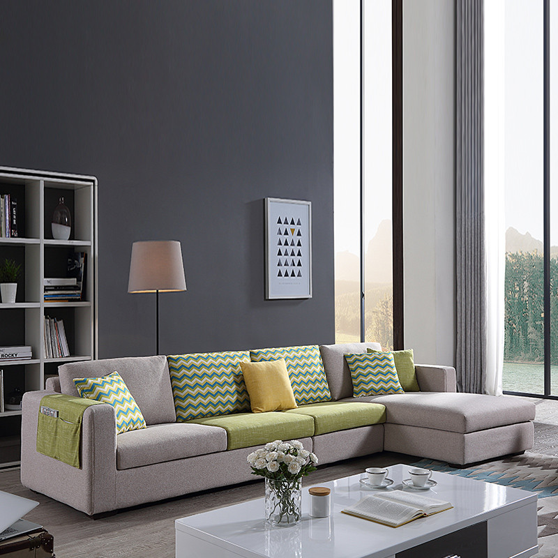 左右布艺沙发 简约现代大小户型客厅家具组合 可拆洗布艺沙发DZY2509 转二件正向+休单（配色绿58-8C）