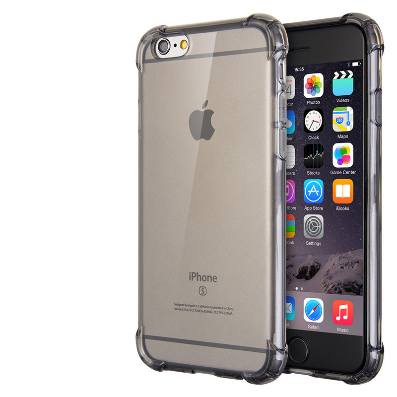 捷力源苹果iPhone6/6S/5/5s气囊防摔手机壳6plus小蛮腰防滑TPU保护套iphone5/5s 苹果55SSE防摔-灰色