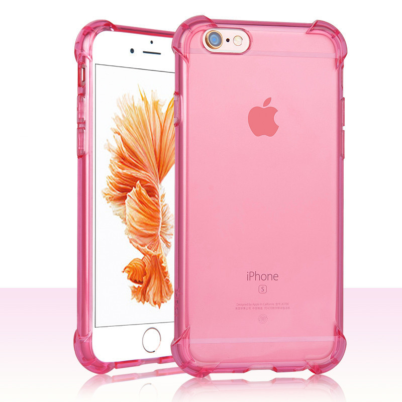 捷力源苹果iPhone6/6S/5/5s气囊防摔手机壳6plus小蛮腰防滑TPU保护套iphone5/5s 5.5寸6PLUS防摔-红色