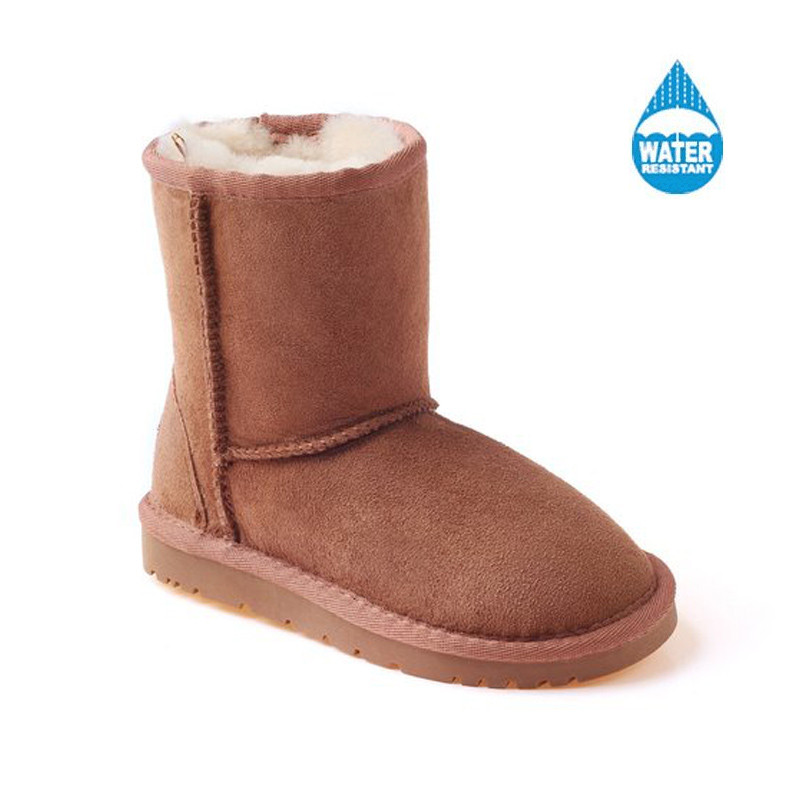 OZWEAR UGG OB007-II经典款防泼水短筒羊皮毛一体女雪地靴童鞋 栗色 31码