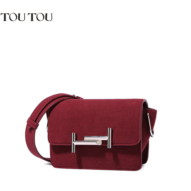 TOUTOU2017秋季新款女包单肩包时尚双T锁扣蝙蝠包简约翅膀包单肩斜挎小包女 红色