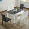 A家家具 餐桌 现代简约餐桌椅 钢化玻璃餐桌折叠伸缩圆餐桌椅组合 黑白拼色 B款一桌四椅(两黑两白）