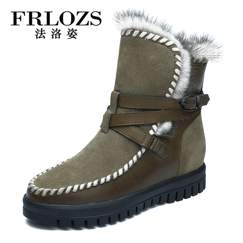 【海外名品 秋冬上新】法洛姿（FRLOZS）冬季保暖时尚潮流女士雪地靴FZ125 墨绿色 39码