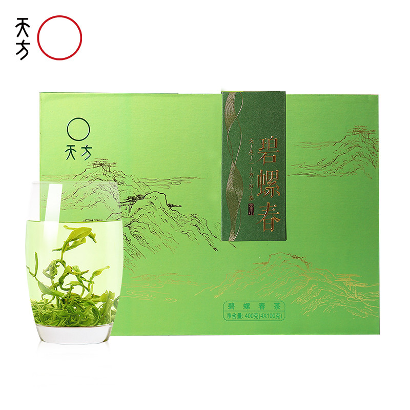 安徽天方茶叶200g碧螺春绿茶春茶 雨前浓香耐泡型碧螺春绿茶炒青绿茶 茶叶礼盒装年货茶礼盒春节送礼